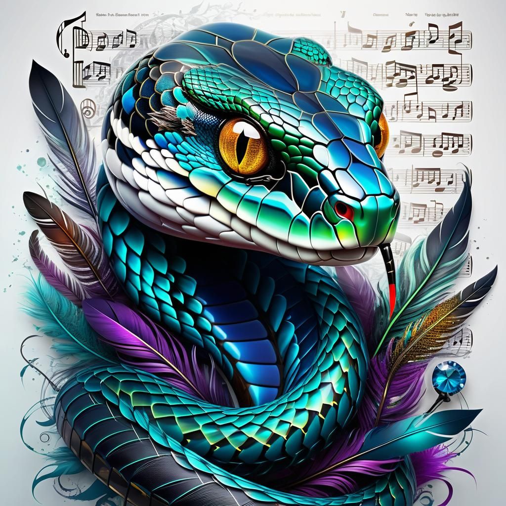 Glass and Feather Snake Digital Art