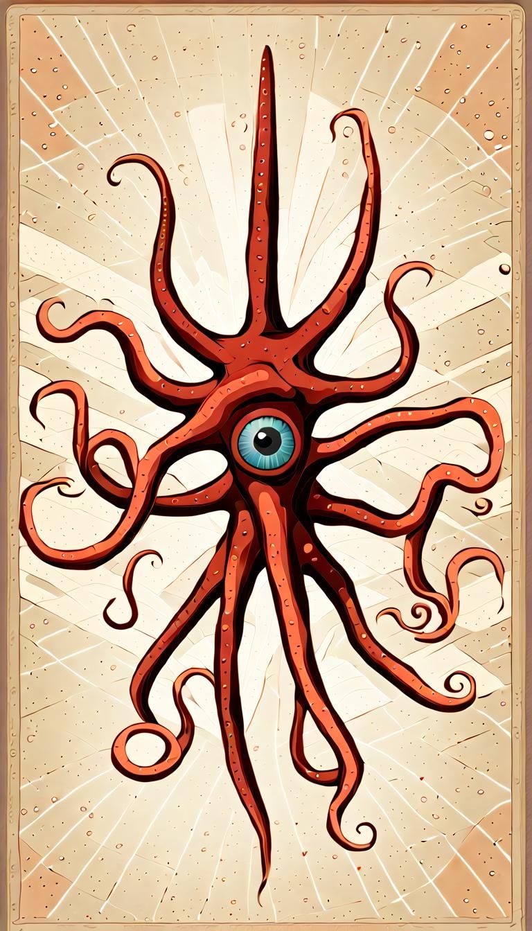 Pentagonal Eyeball Creature in Ancient City