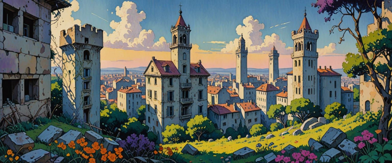 Impressionistic Ruins of a Modern City Reclaimed by Nature