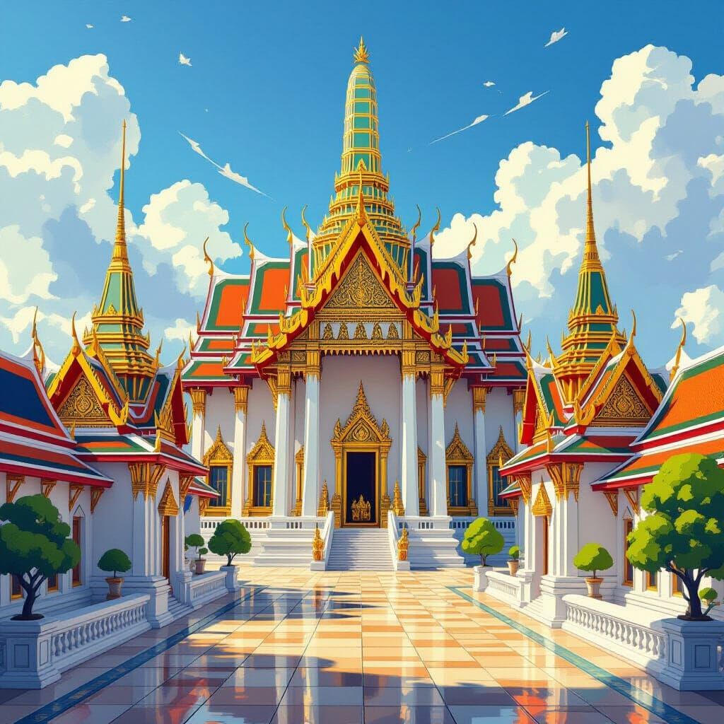 Bangkok's Grand Palace and Wat Phra Kaew in Sunlight