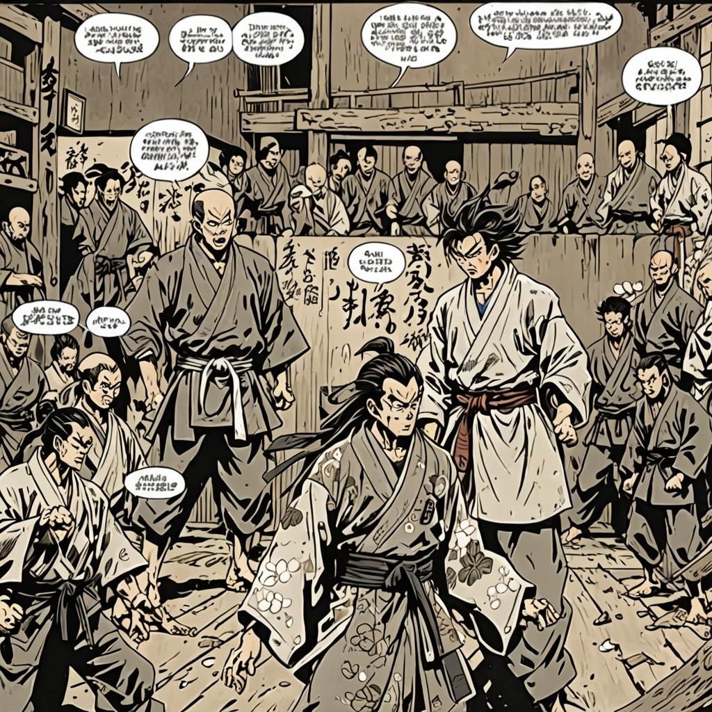 Dynamic Manga Duel in Japanese Setting