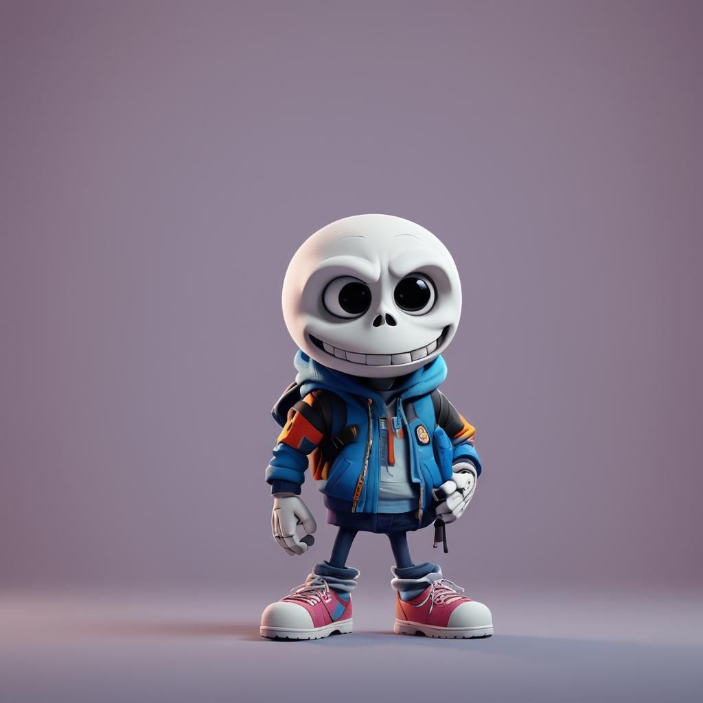Sans Rendered in Pixar Style 3D Digital Art