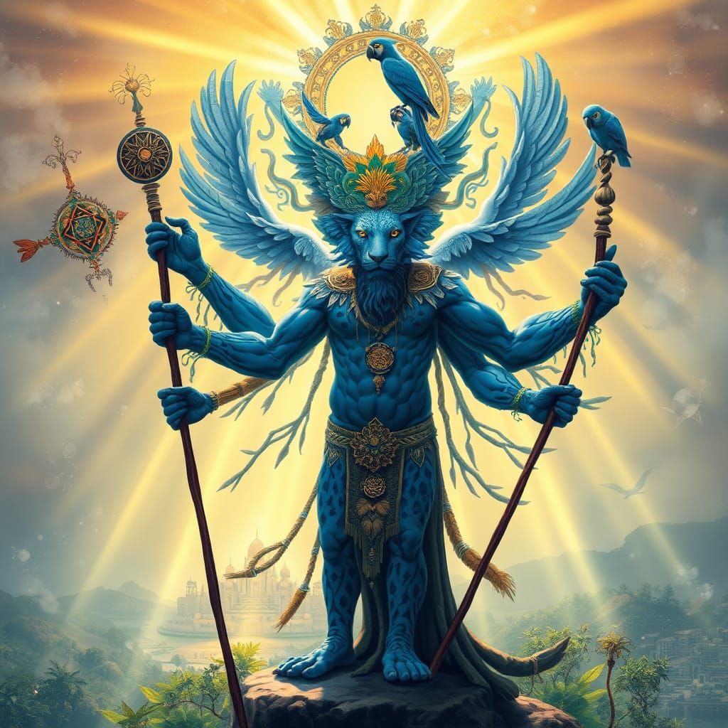 Blue Leopard Shaman in Divine Light