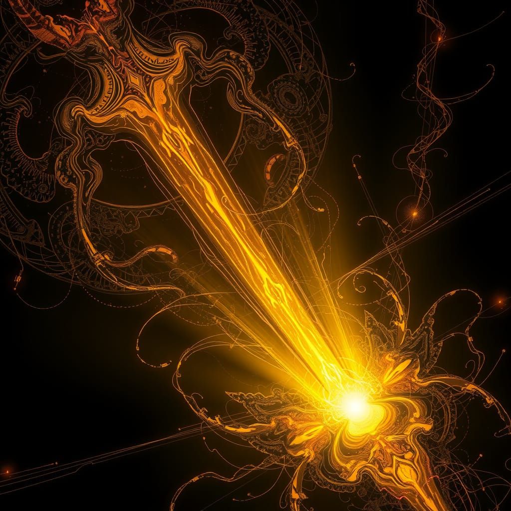 Golden Light Swirls in Cyberpunk Mystical Realism