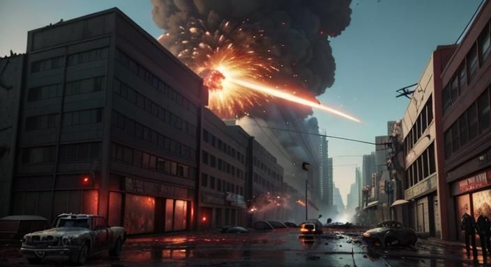 Zombie Apocalypse Movie Scene in Anime Style