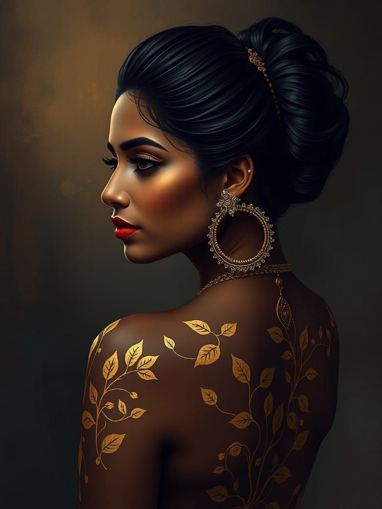 Golden vines bloom in dusky elegance