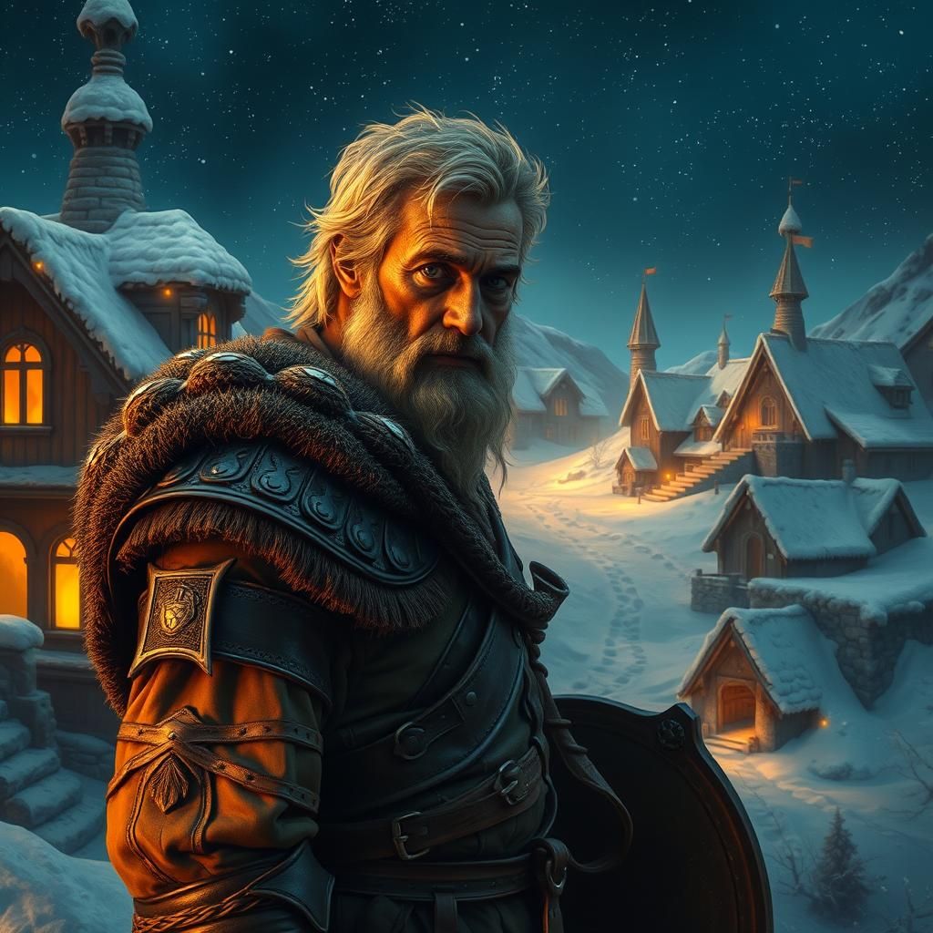 Hero Returns to Snowy Village: Matte Painting