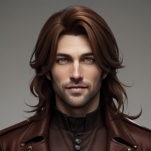 Man with Brown Hair, Yellow Eyes, and Fangs