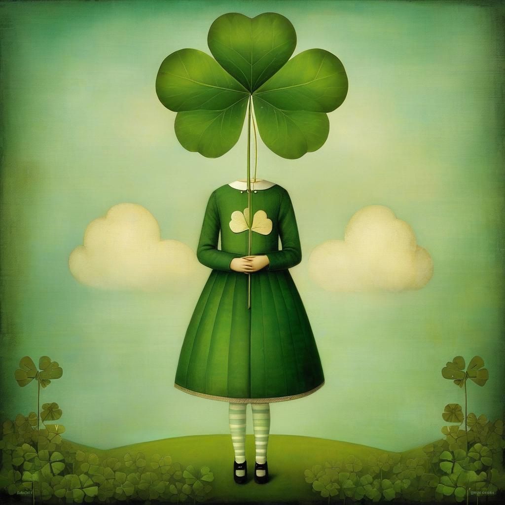 Lucky Four-Leaf Clover Botanical Art