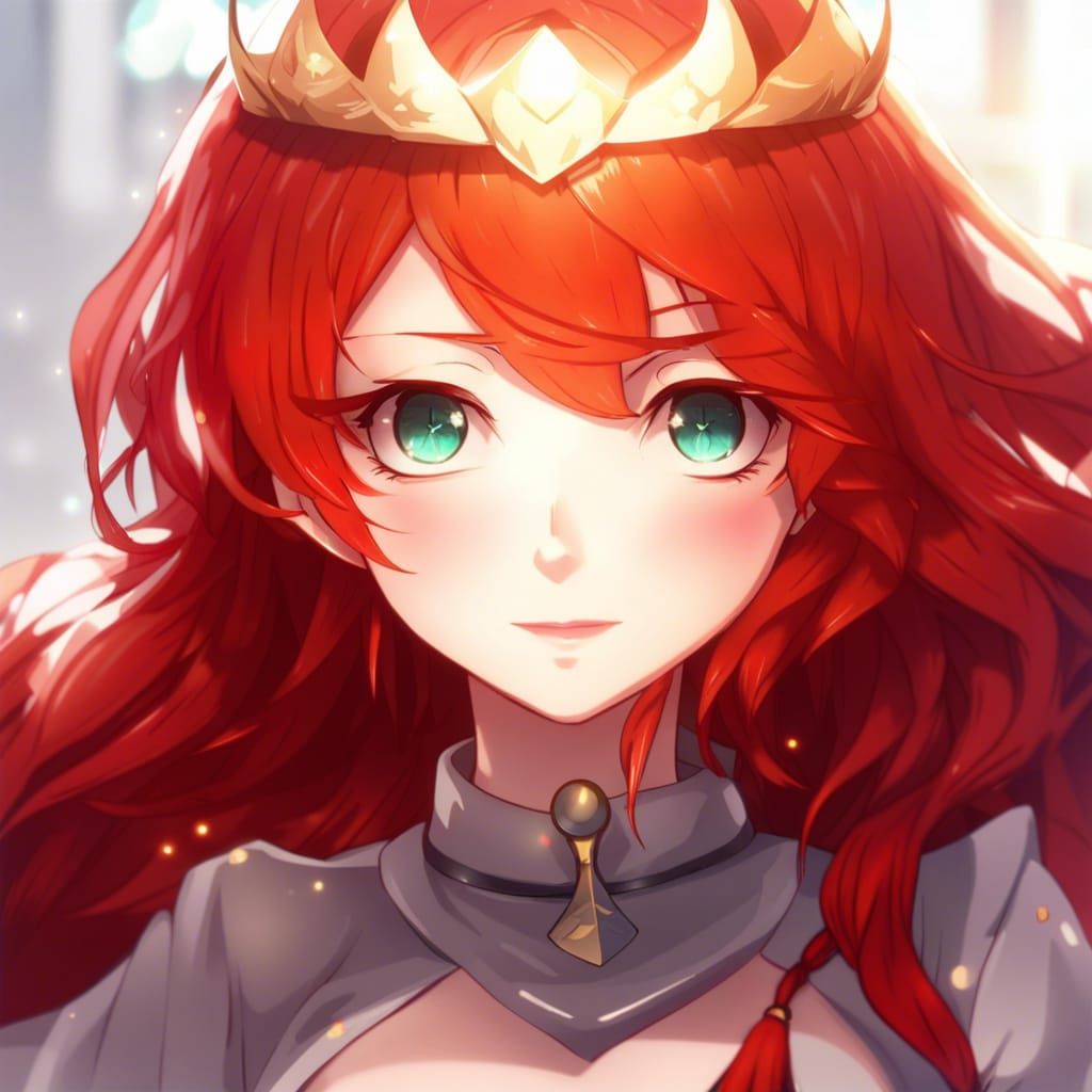 Redhead Anime Priestess in Fantasy Style