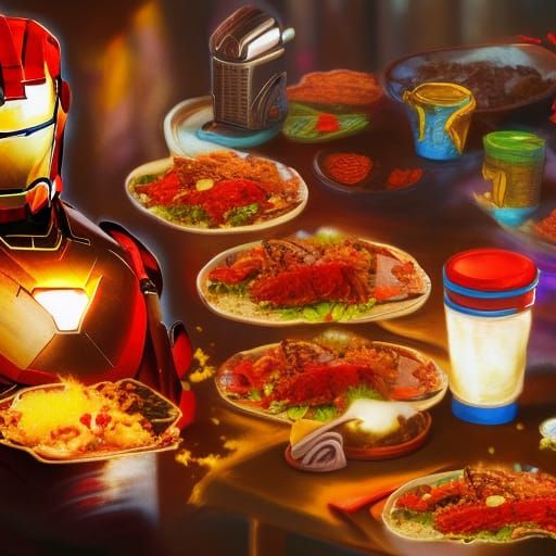 Iron Man's Late Night Taco Feast: 8k Art