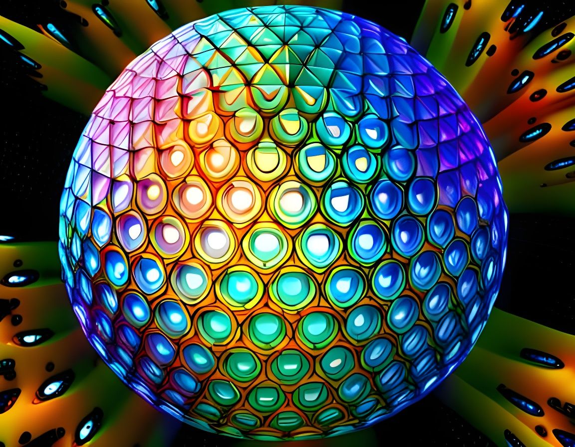Iridescent Geodesic Dome with Bizarre Patterns