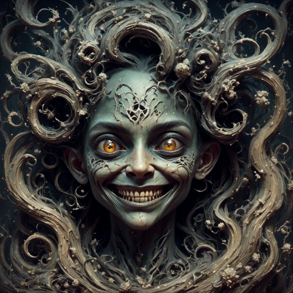 Surreal Uncanny Portrait with Sinister Smile