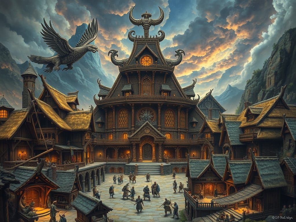Viking King's Grand Hall in Fantasy Art Style