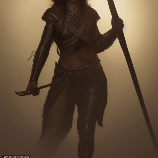 Detailed Dark Fantasy Huntress Concept Art