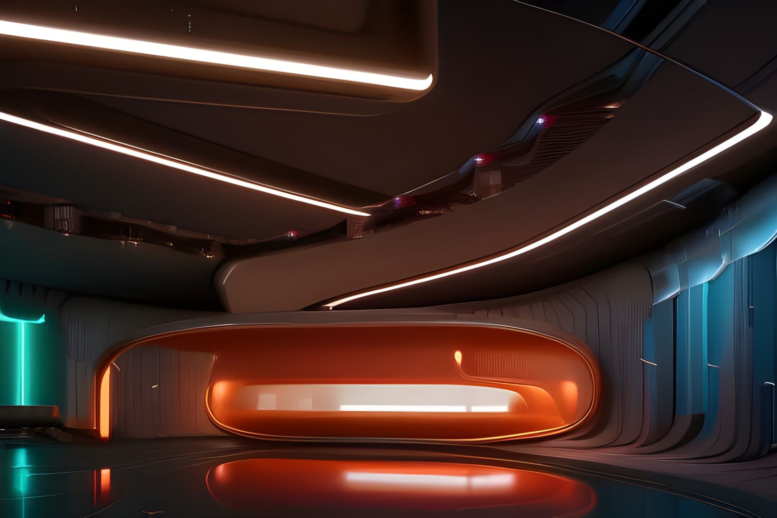 Futuristic Spaceship Cockpit with Vibrant Lights