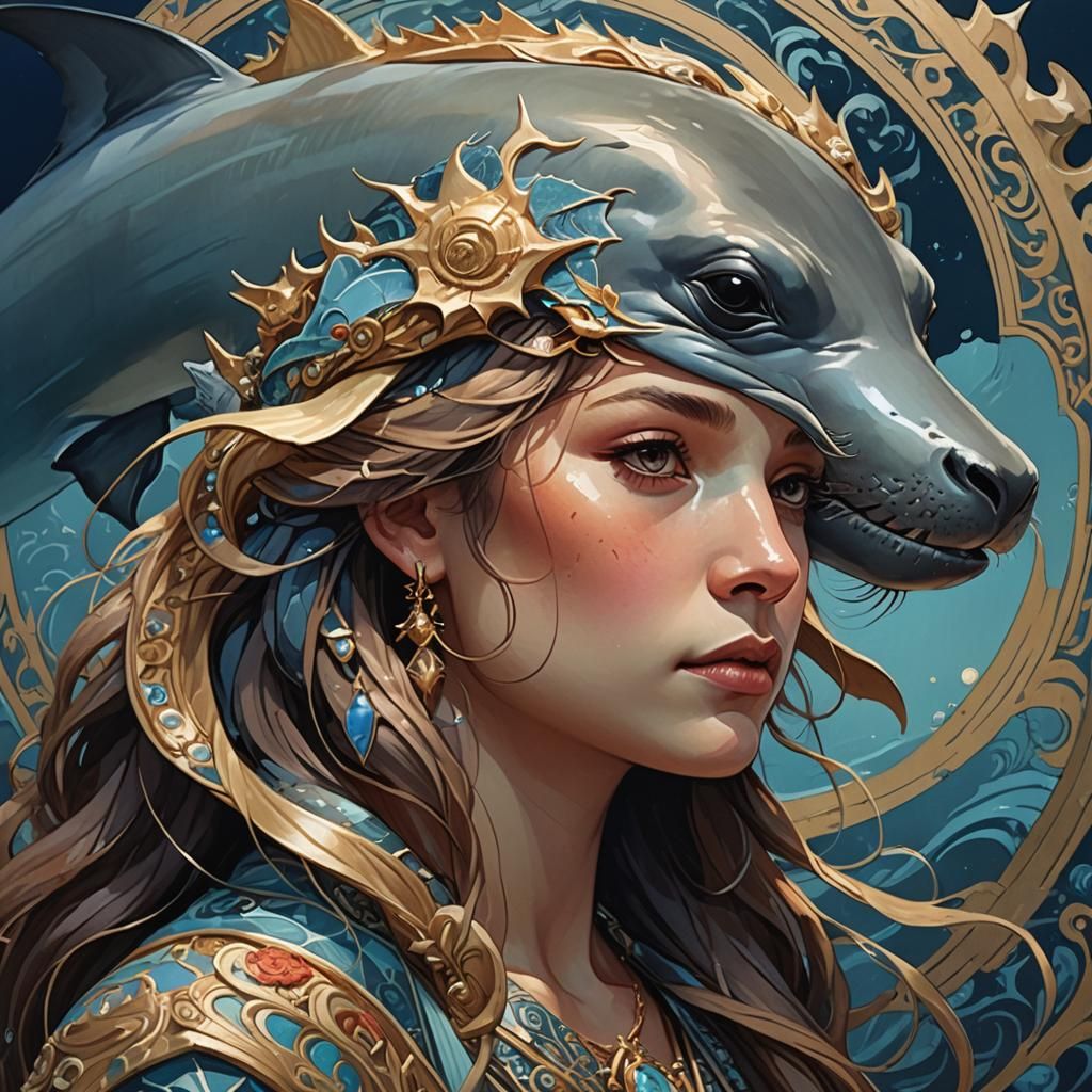 SeaLion Princess in Art Nouveau Style