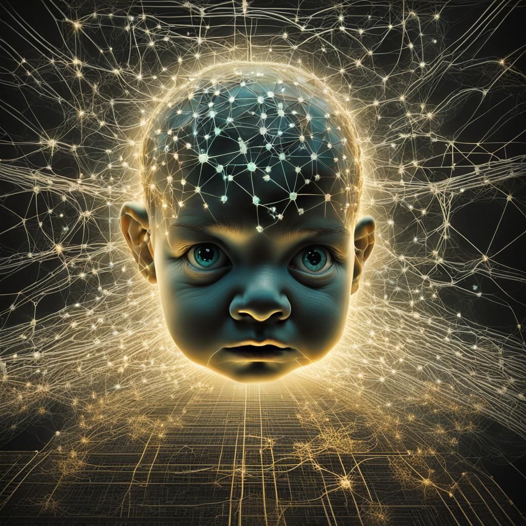 Glowing Human Connected to Brain Network