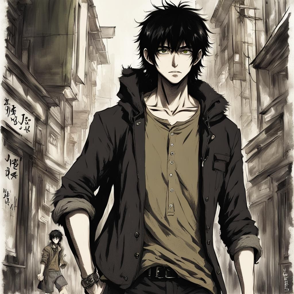 Anime Werewolf Boy in Black Shoes