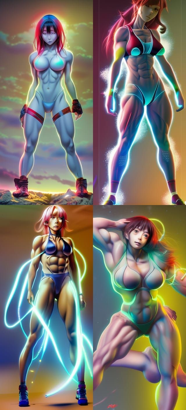 Anime Style Portrait of a Female Bodybuilder