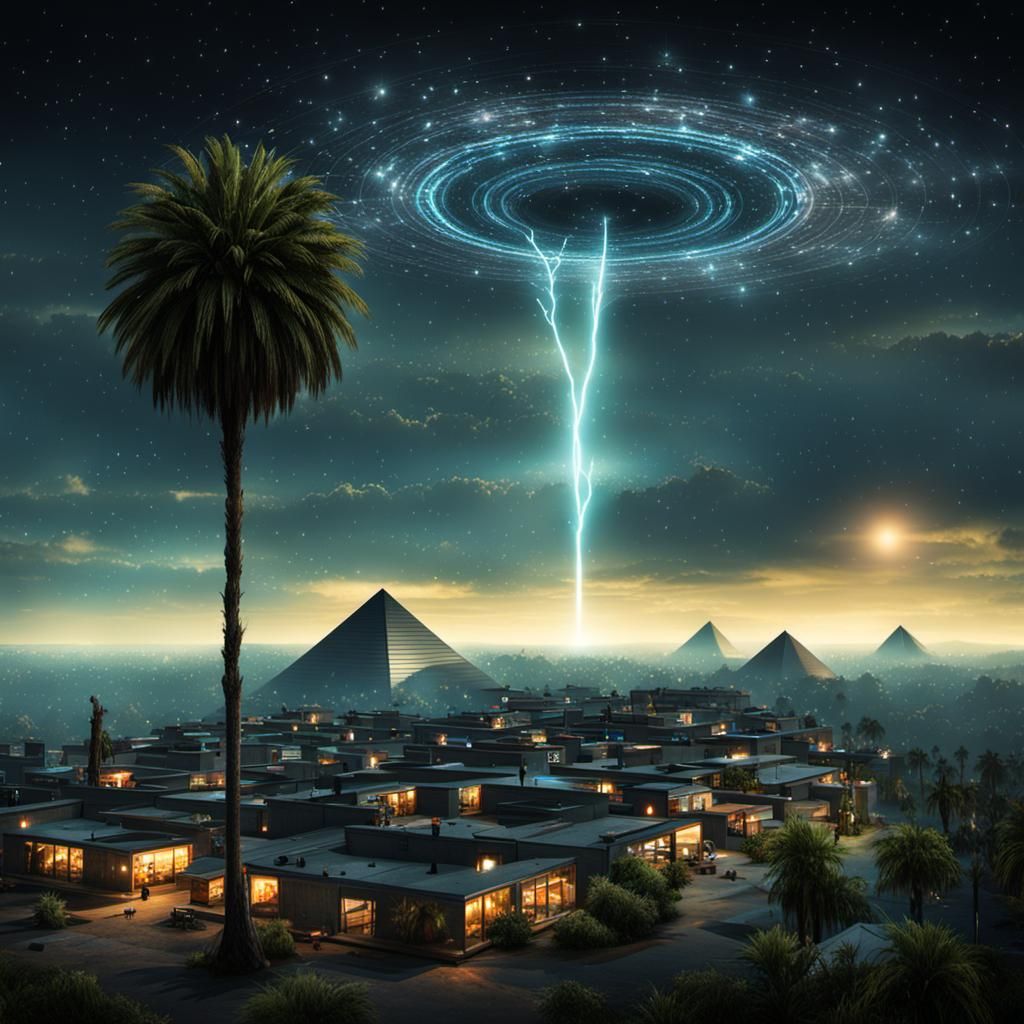 Surreal Pyramids Under Hurricane Sky