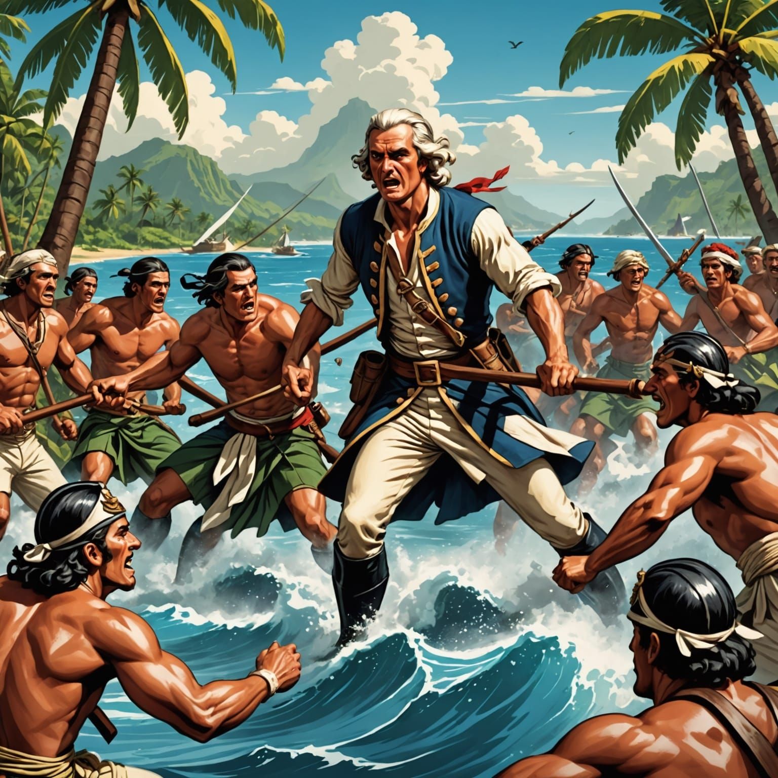 Captain Cook's Death in Hawaii: Hyperrealistic Rendering
