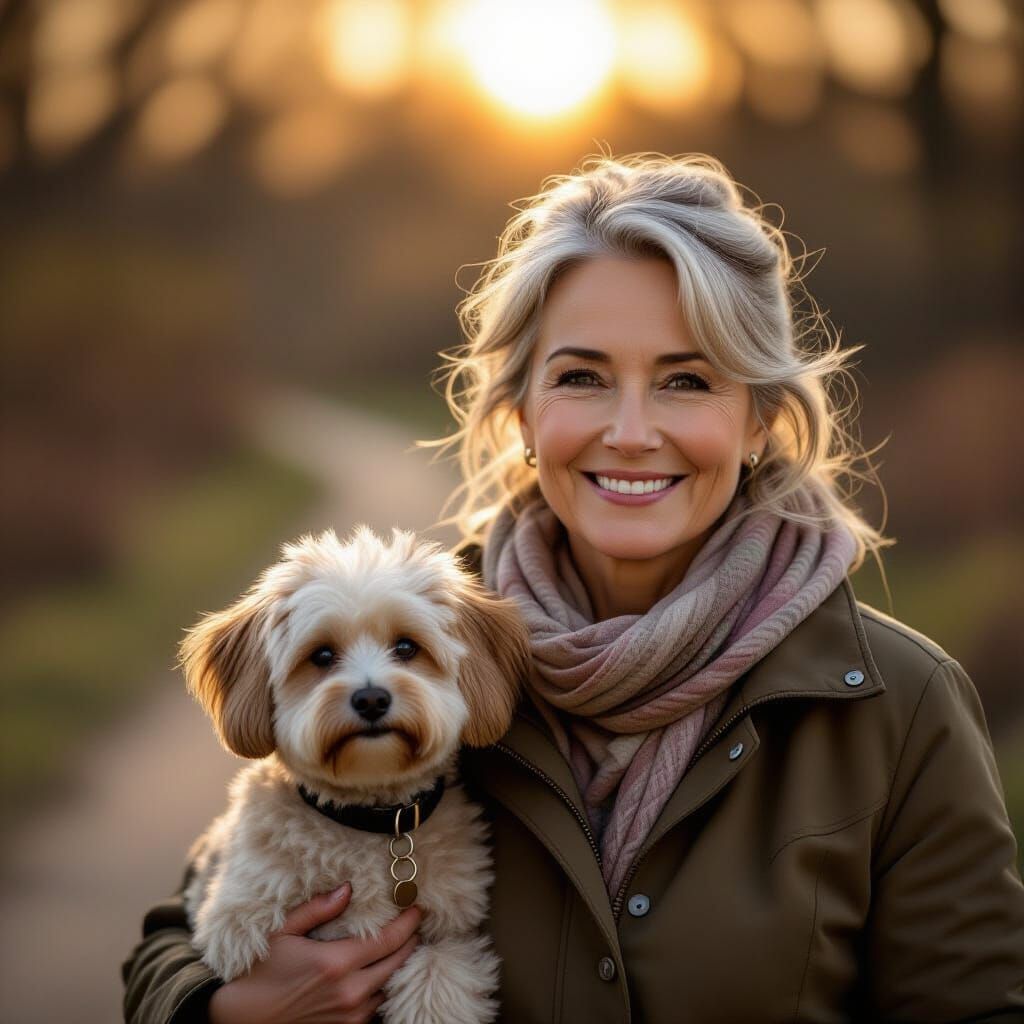 Woman and Dog in Ethereal Cinematic Portrait