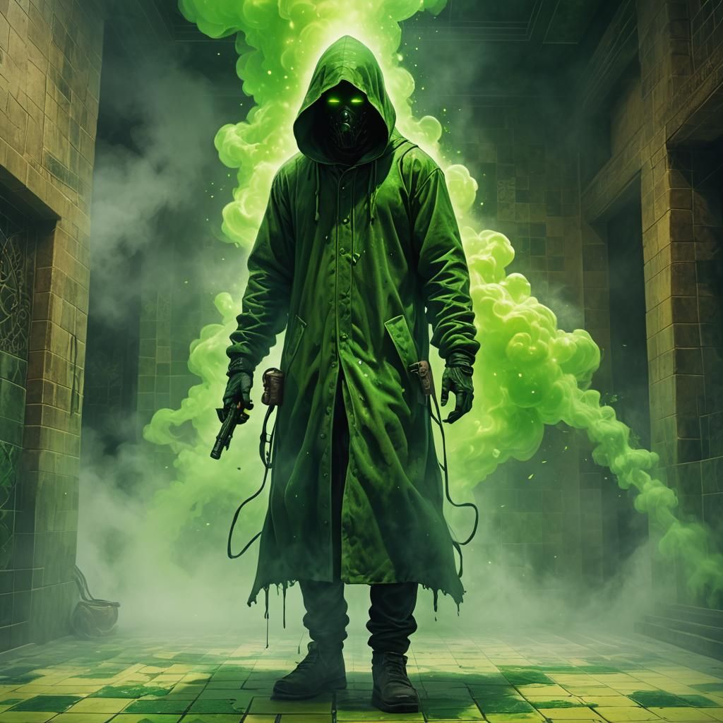 Ominous Hooded Figure in Toxic Fantasy Art