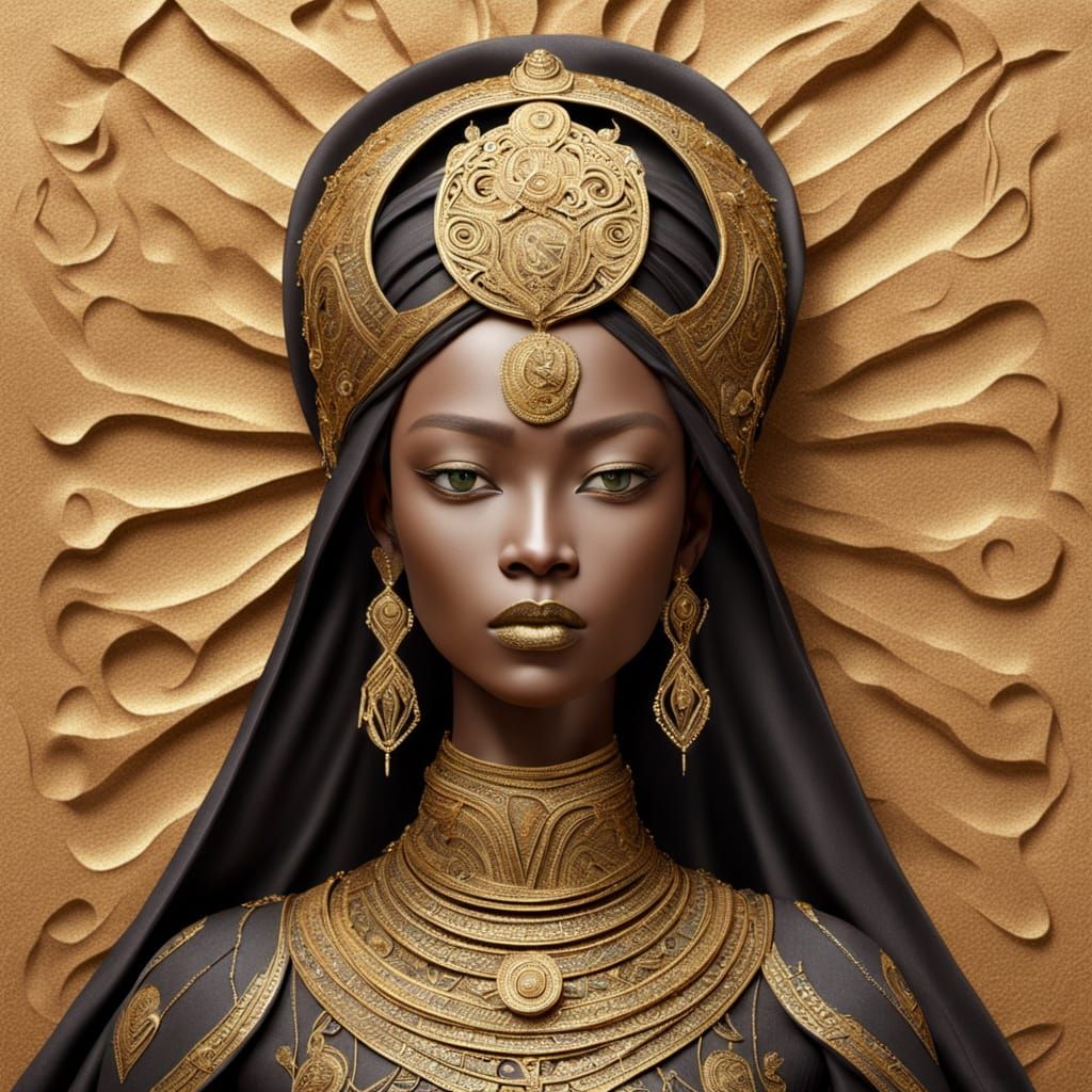 Iron Queen Sculpture in Desert Sands