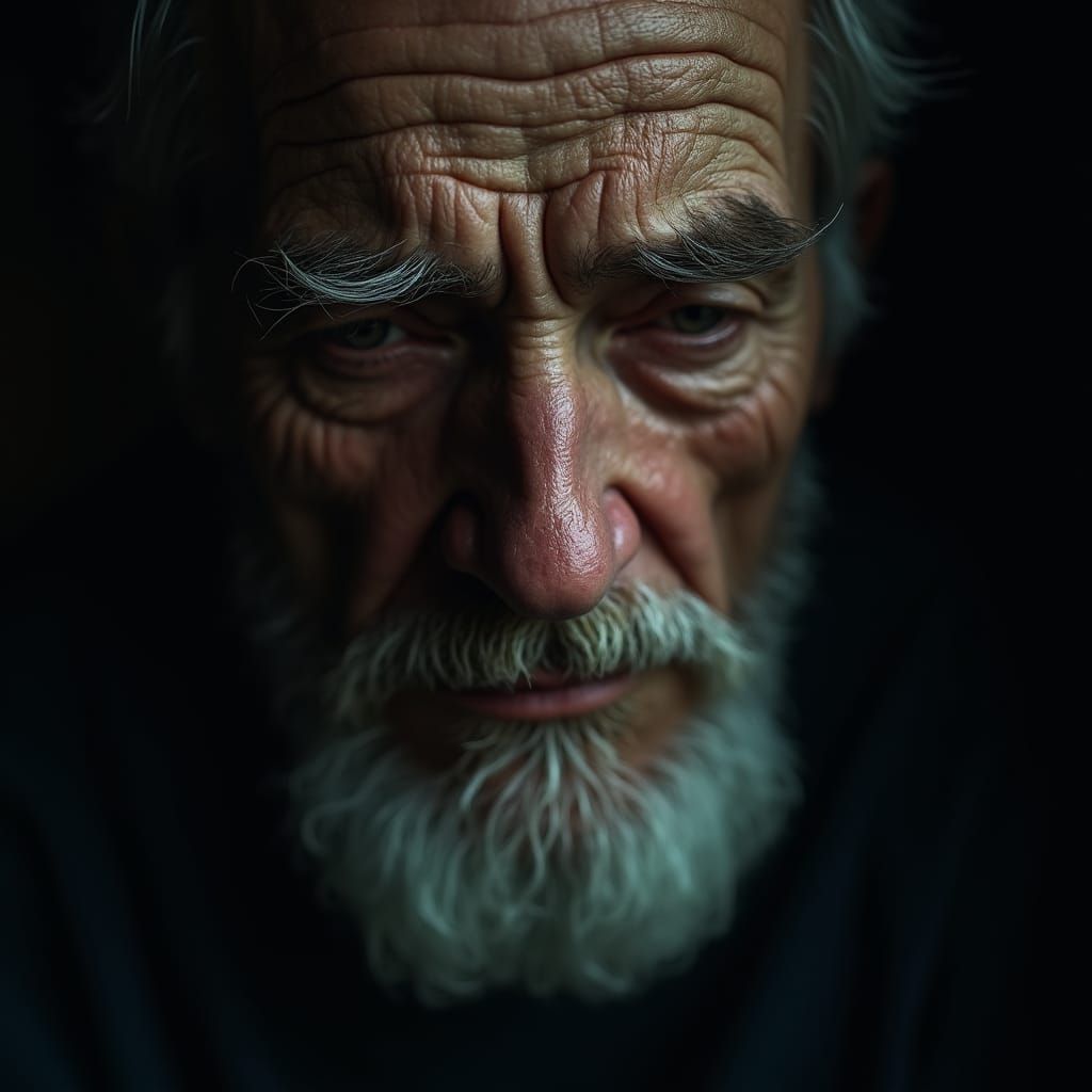 Contemplative Portrait in Somber Ambient Light