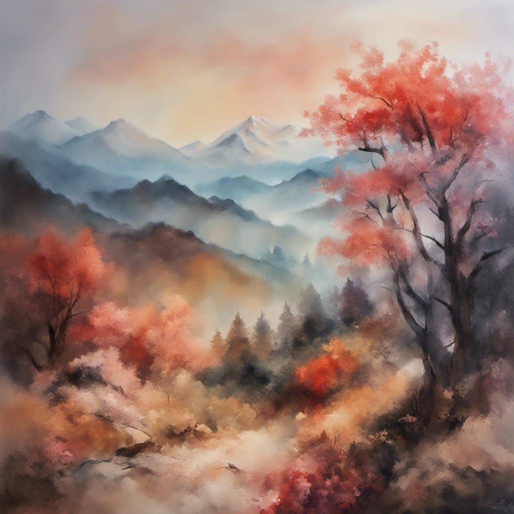 Romantic Valley Landscape Painting at Dawn