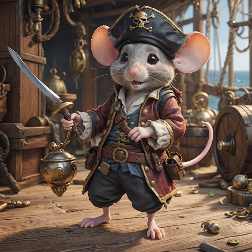 Mouse Pirate in Detailed 3D Anime Style