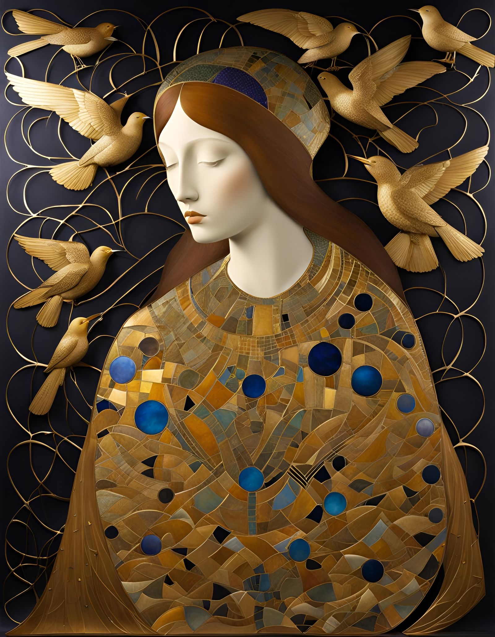 Nighttime Dreams with Digital Textile and Mosaic Art