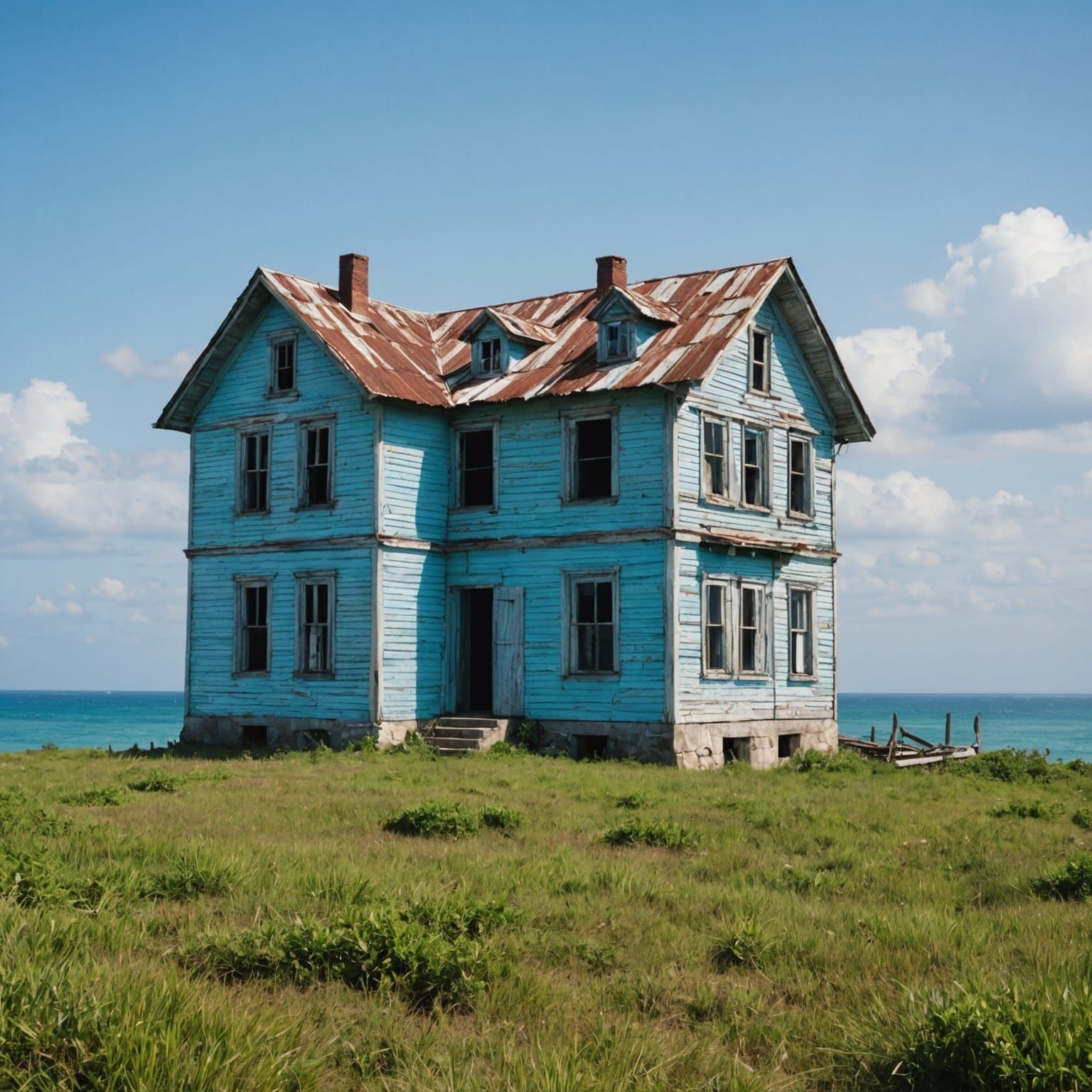 Solitary Old House on a Tiny Island