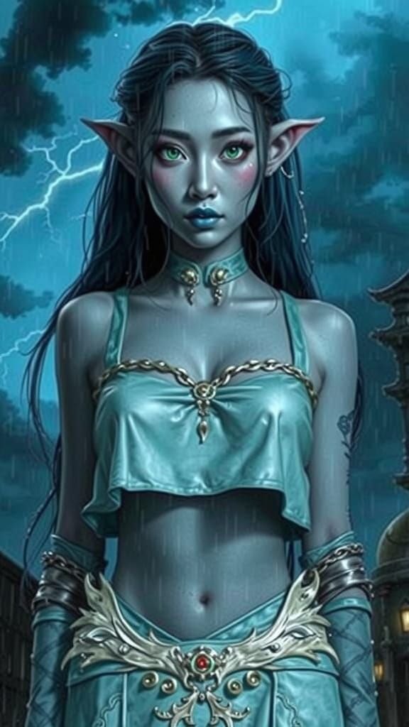 Korean Woman in Storm with Elvish Features
