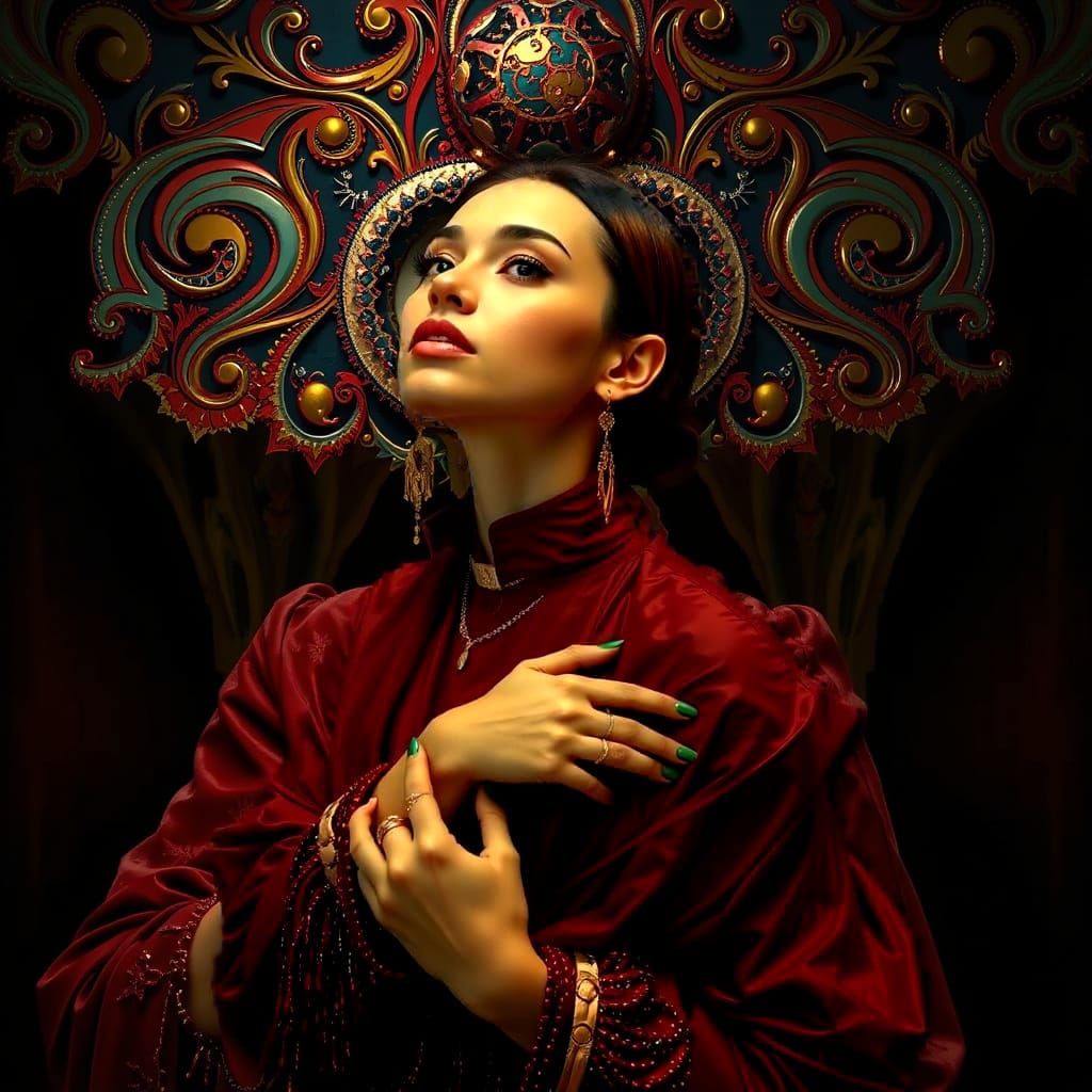 Glamorous Women in Surreal Maximalist World