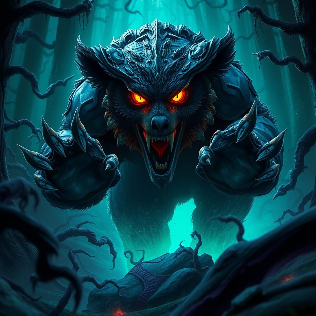 Majestic Eulenbär Charges Forward in Whirlwind of Glowing Te...