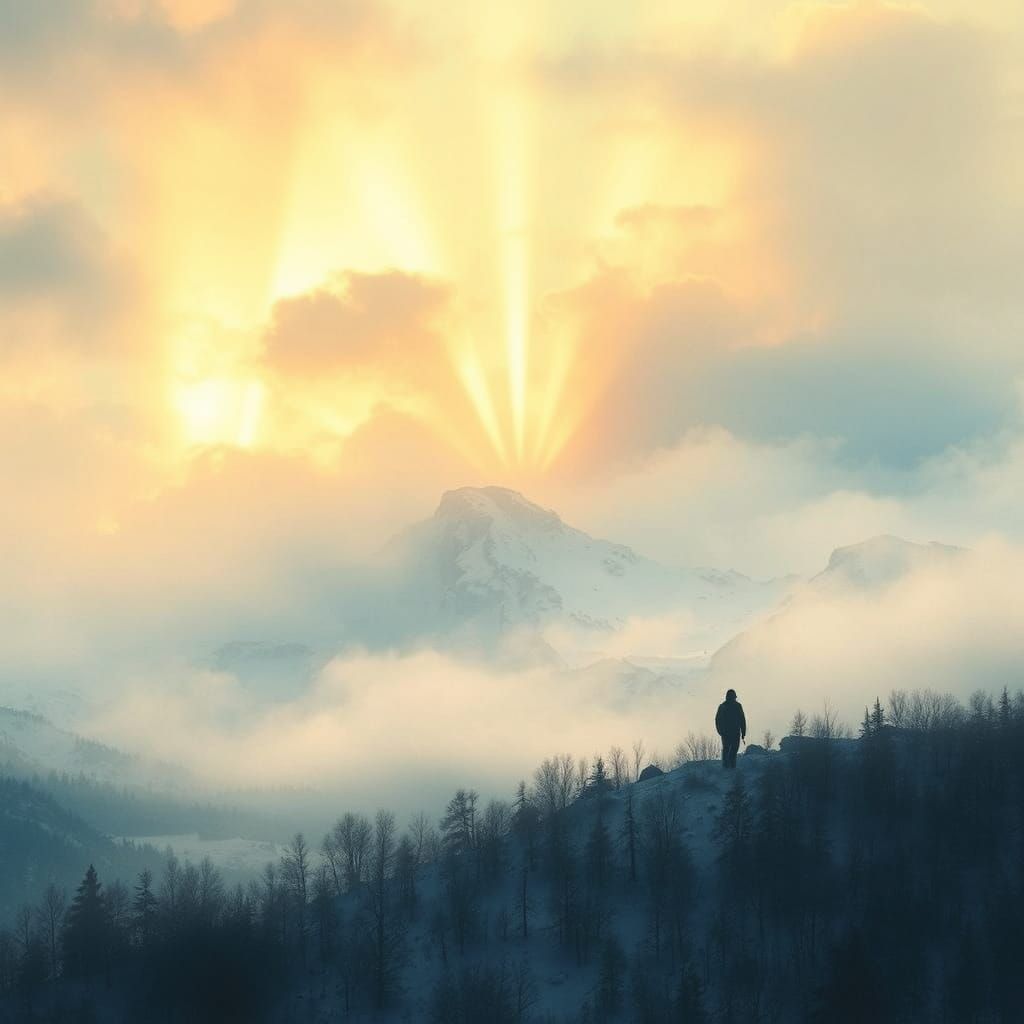 Ethereal Aurora Beacon in the Mountains