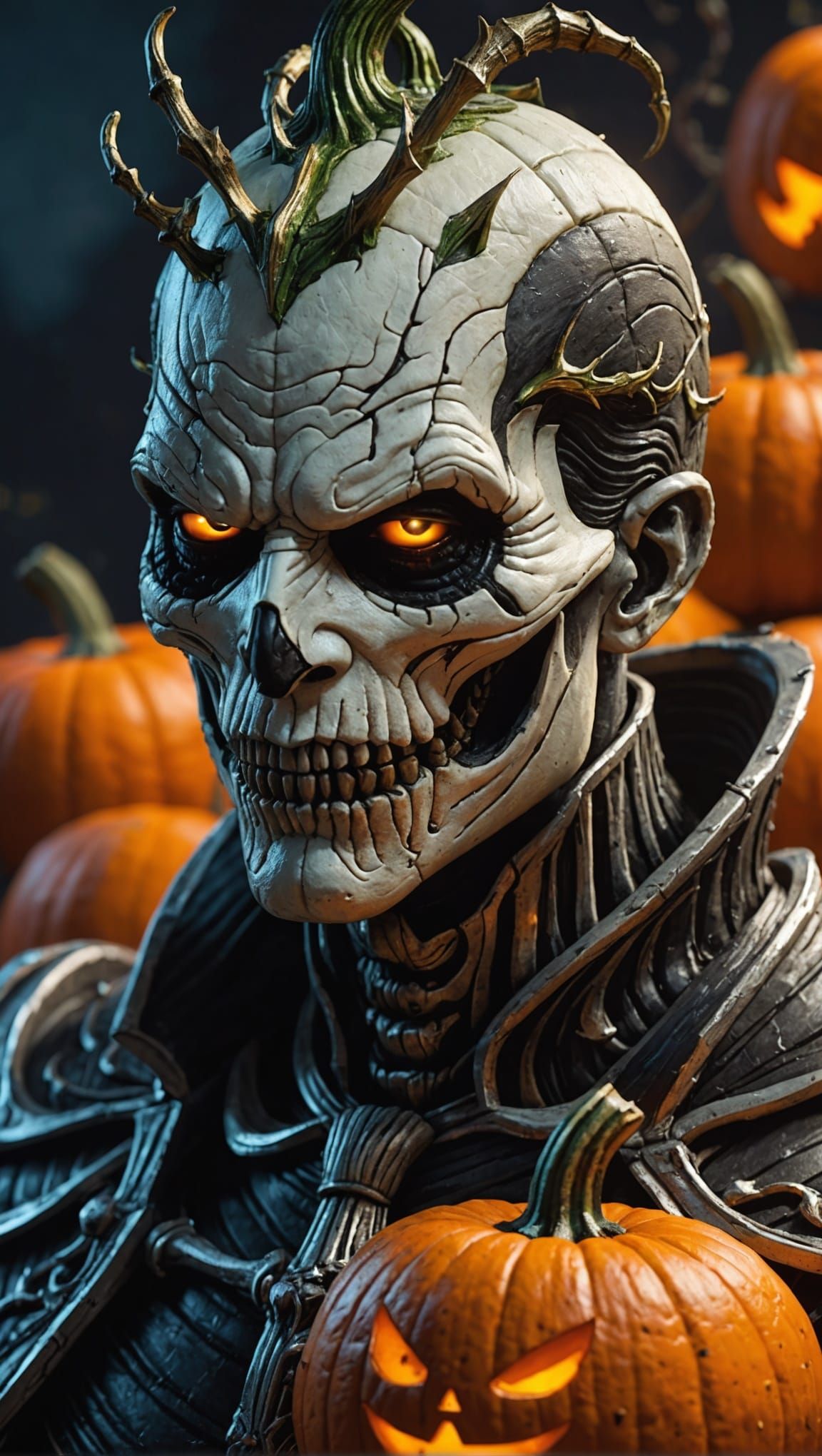 Hyperrealistic Pumpkin King in Splash Art Style