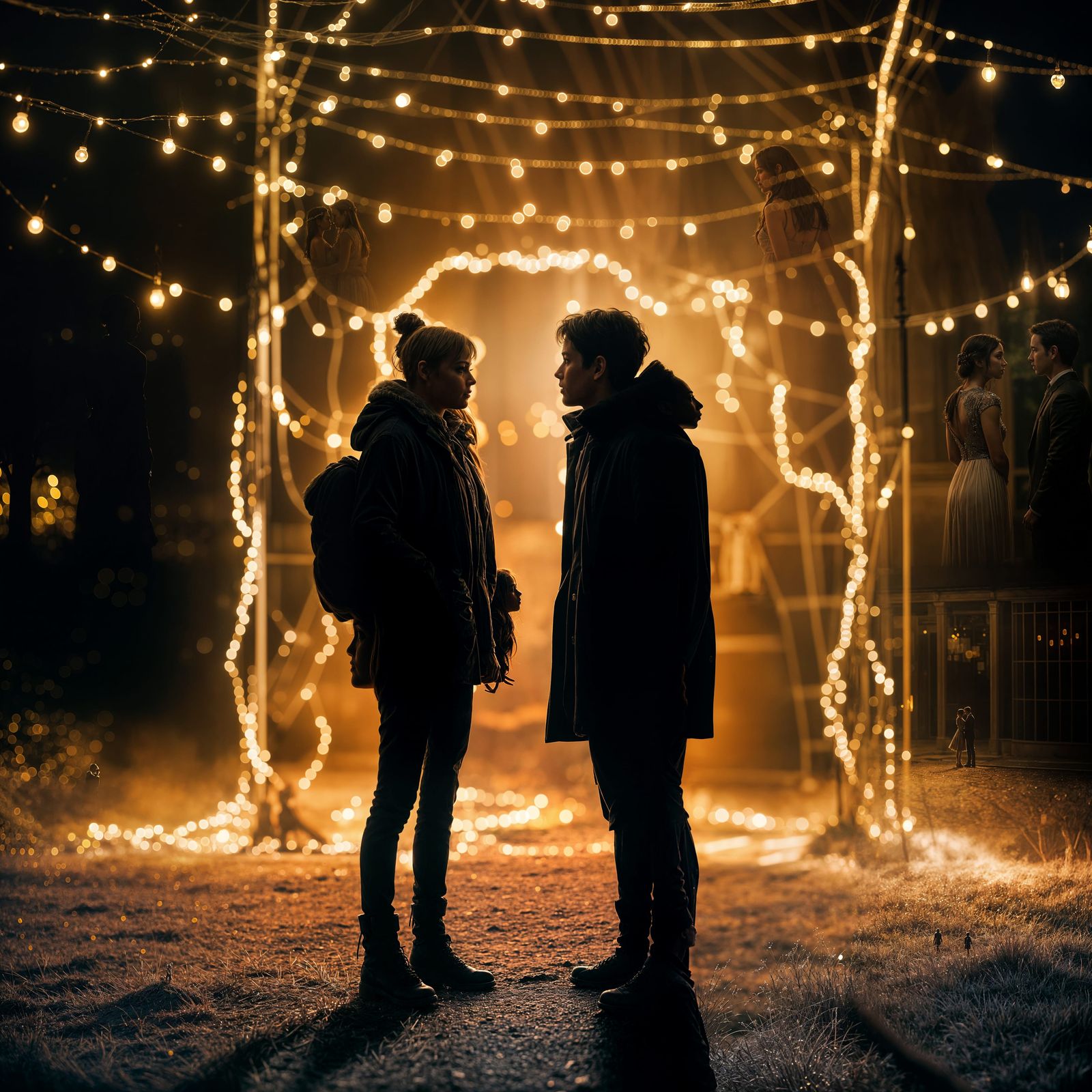 Couple Radiates Love in a Romantic Evening Scene