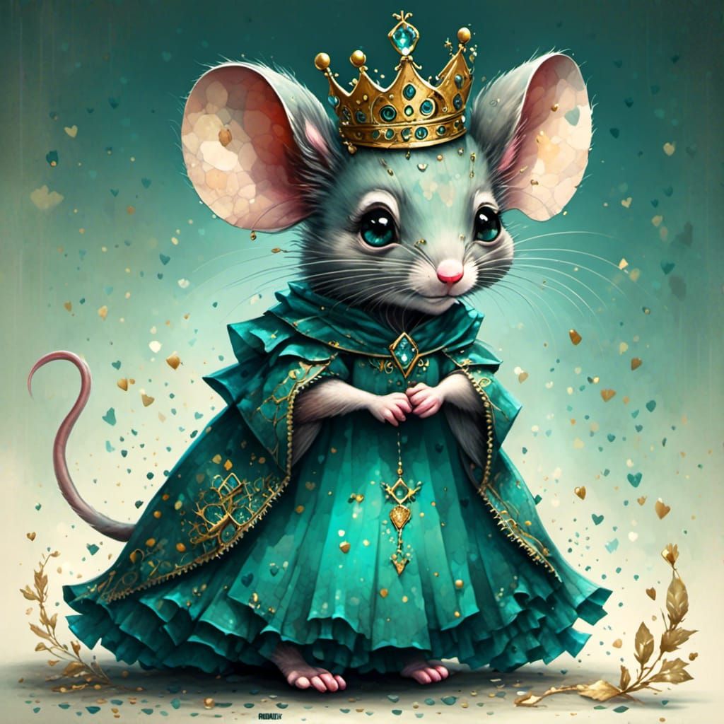 Mouse Prom Portrait in Mail Art Style