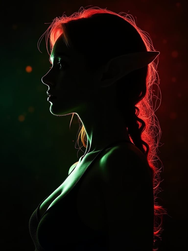 Vibrant Elf Silhouette in Bold Contrast