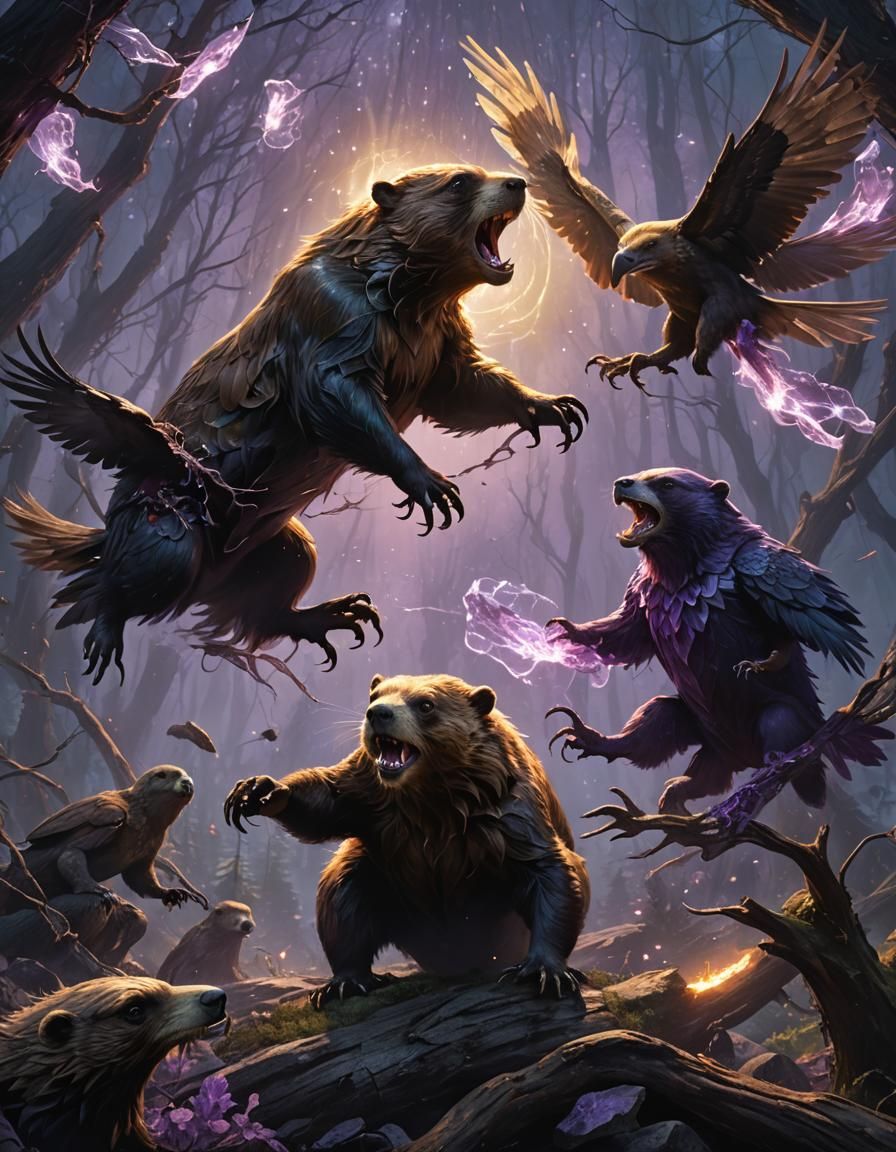 Epic Battle in Quantum Realm as Digital Art