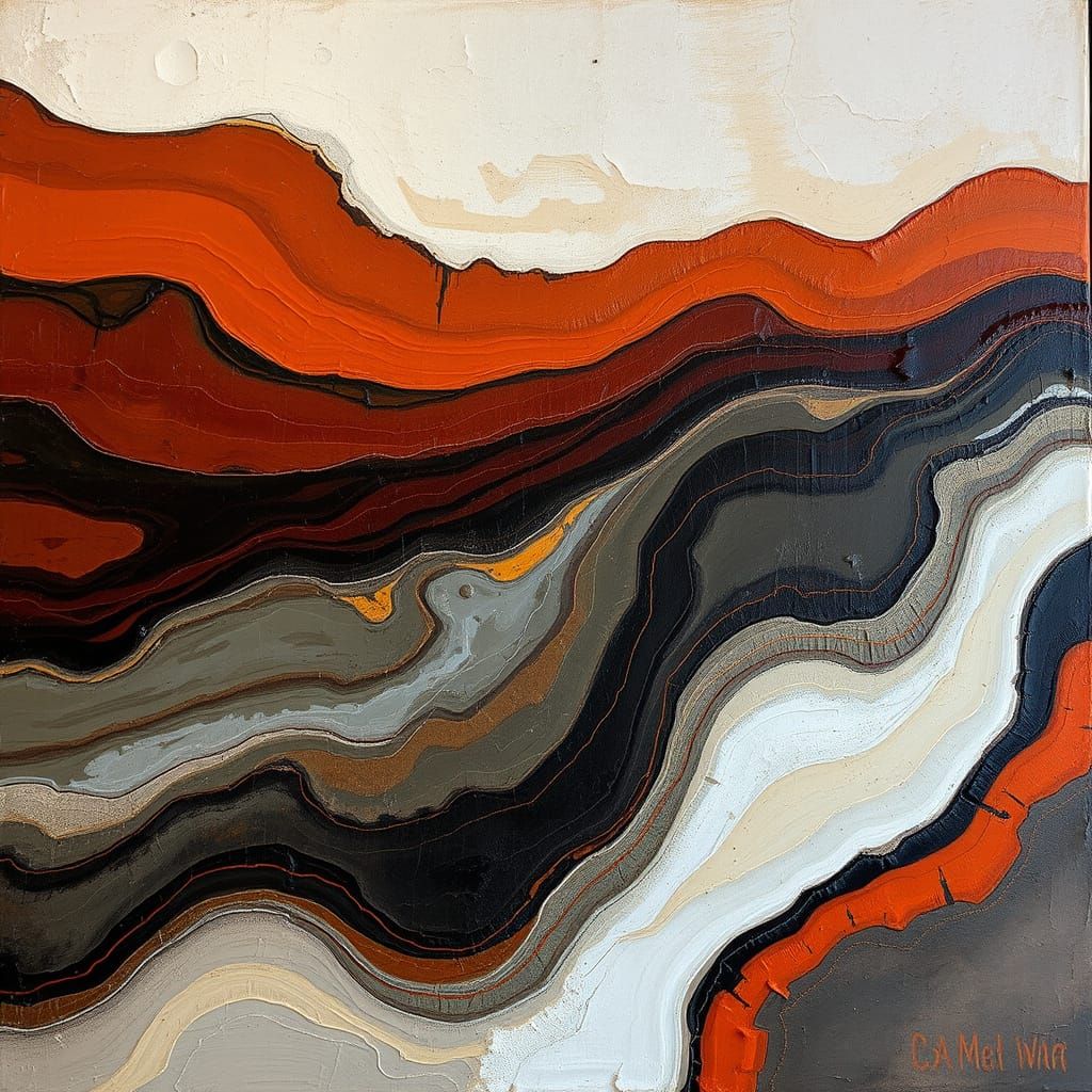 Oil Painted Abstract Geomorphology in Chiaroscuro