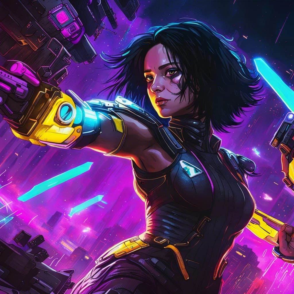 Alita the Angel Fights Thanos in Cyberpunk Space