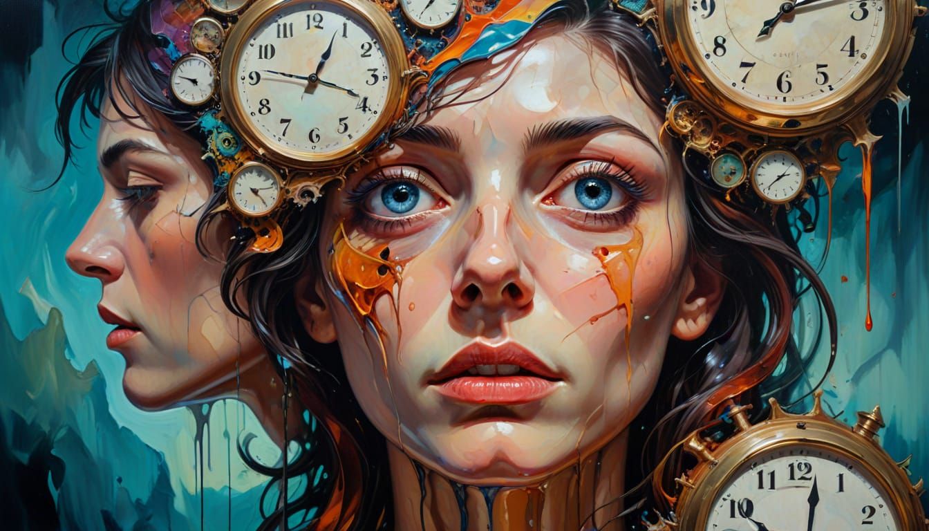 Surreal Portrait of Anxiety in Oil Painting