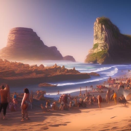 Bondi Beach Detailed Matte Painting in Deep Color