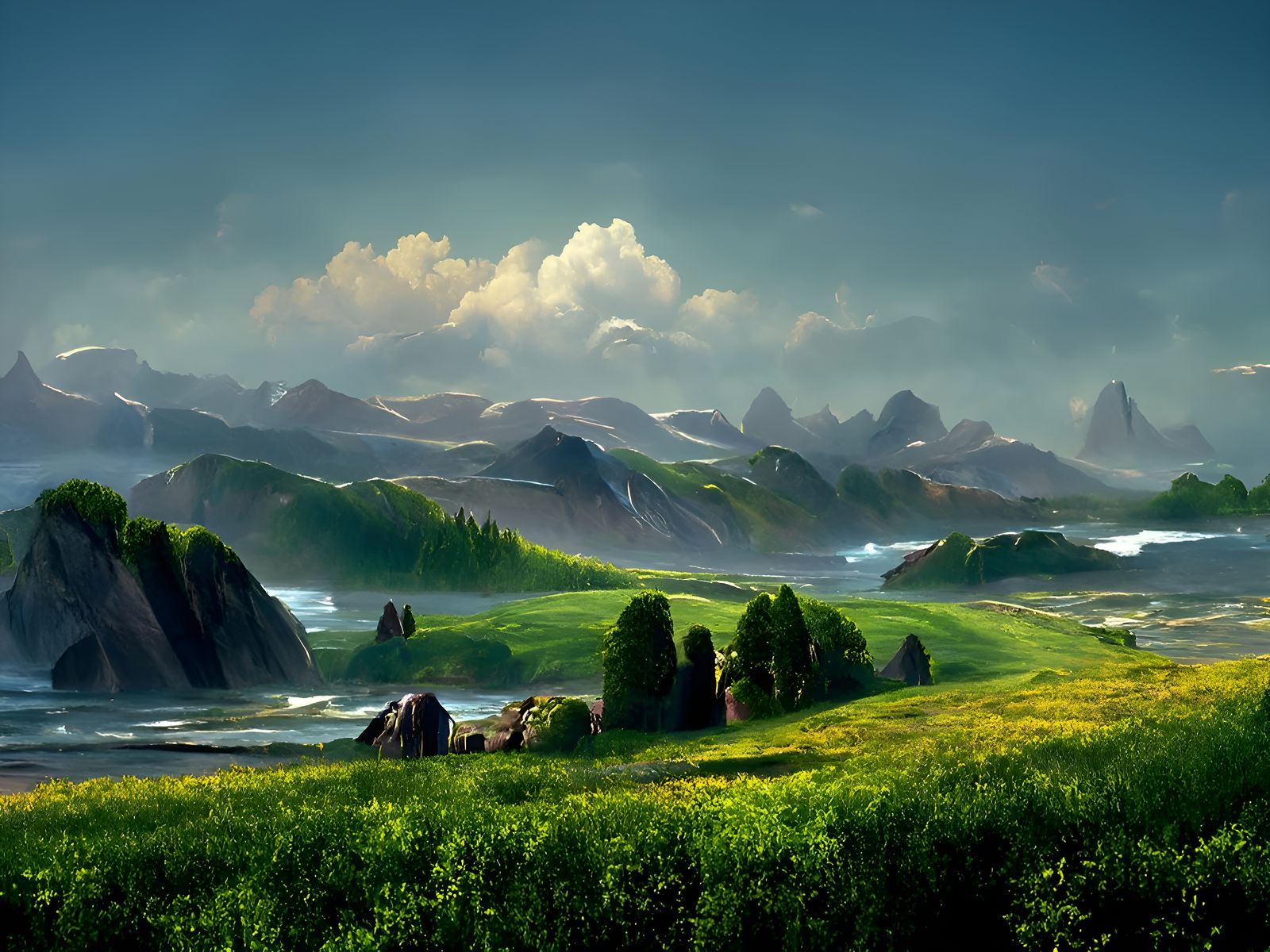 Majestic Natural Vista Inspired by Golden Age Painters