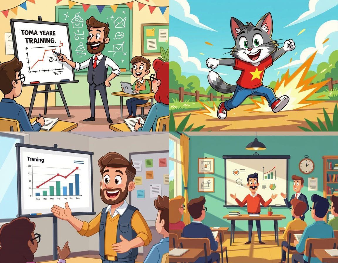 Tomáš Cartoon Character Delivering Training