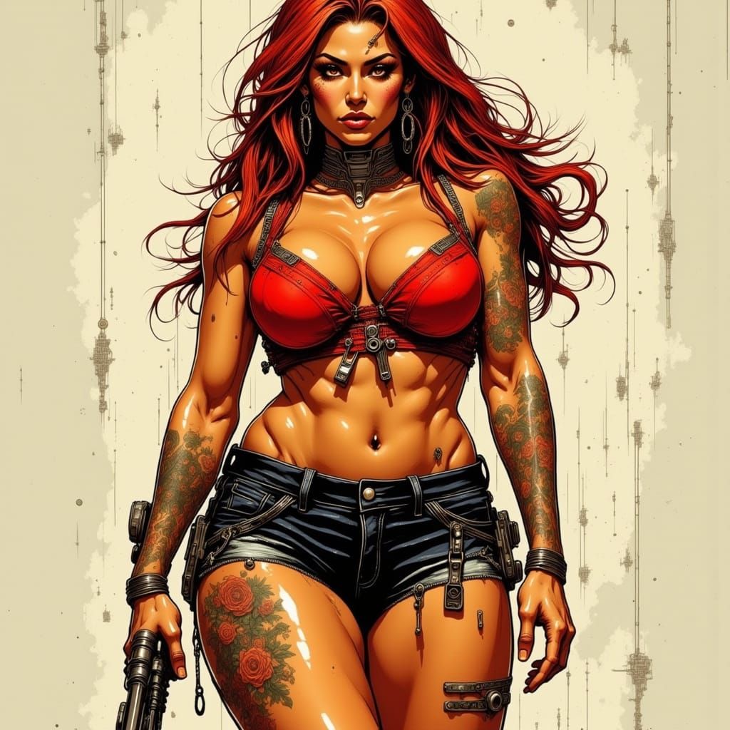 Italian Woman in Frank Frazetta Style